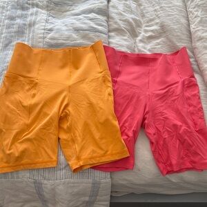 Women's Athletic Shorts - Orange and Pink